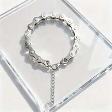1pc Unisex Fashion Personality Bracelet, Street Punk Style, Unique Bicycle Chain Design, Iron Material With Distinctive Metal Feel, Personalized Hip-Hop Punk Industrial Style, Suitable For Women, Men, Couples, Daily Outing/Party, Exquisite Personality Bracelet - Black - View 6