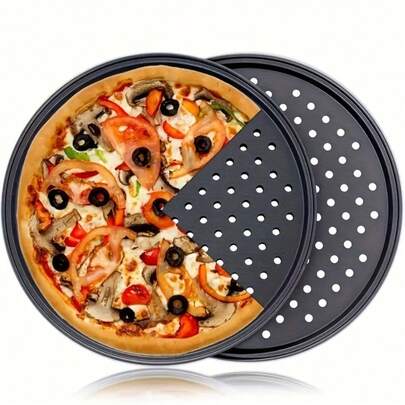 1pc 12-Inch Pizza Baking Pan With Oven Holes, Non-Stick Perforated Pizza Baking, Suitable For Home, Restaurant, And Hotel Use