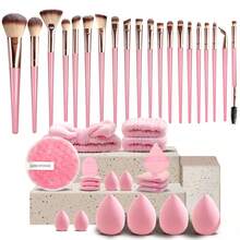40pcs Makeup Tool Combo Set, Makeup Brushes, Makeup Sponges, Facial Cleansing Pads - Multicolor - View 7