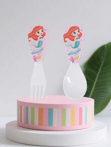 Disney Bộ đồ ăn hình nàng tiên cá hoạt hình gồm 1 đĩa ba ngăn, bát có đế hút, cốc học hai tai, thìa và dĩa, đồ dùng ăn uống bền chắc. - Nhiều màu - Xem 12