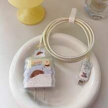 1 Set Cute Cartoon Pink Rabbit & Puppy Design Charging Cable Protector, 20W Compatible With IPhone 15 Pro Max, 14, 13, 12, 11 Fast Charging Cable Sleeve, Bite Proof - Multicolor - View 7