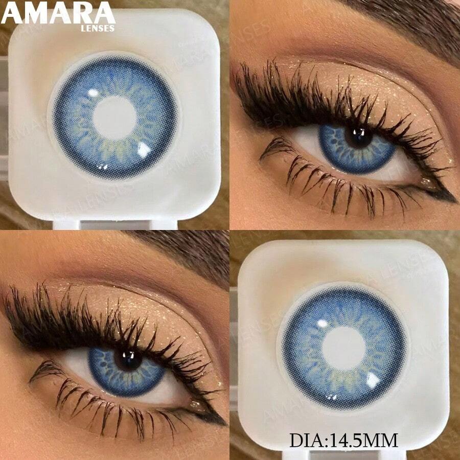 AMARA 1 Pair Of Green Eye Makeup Suitable For Year-Round Wear Diameter: 14.5mm Cosmetic Eye Makeup Enhancement