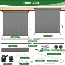 Toile d'ombrage en PEHD pour store vertical, tube en aluminium avec manivelle sans fil, store vertical, toile d'ombrage en PEHD pour pergola de terrasse, store de balcon - Gris foncé - Voir 8