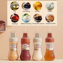 1/2个装挤压式酱料瓶，适用于沙拉酱、番茄酱、蜂蜜、果酱和其他厨房调味品，蚝油挤压瓶 - 彩色 - 查看 6