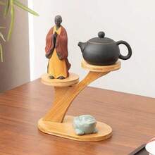 1 Pack, Desktop Multi-Layer Small Flower Stand, Green Radish And Succulent Bay Window Sill, Mini Flower Pot Shelf On The Living Room Balcony Desk, Bamboo Wood - Support - View 4