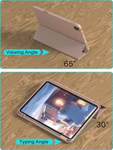 1 chiếc ốp lưng bảo vệ cho iPhone 10.2" thế hệ thứ 9/8/7, 10.9" thế hệ thứ 10, Air 4/5, 10.9", Air 11", Pro 11", có khe cắm bút cảm ứng, mặt lưng mềm TPU, tự động bật/tắt màn hình - Màu hồng - Hồng - Xem 6