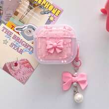 心形花朵蝴蝶结设计手机壳，带蝴蝶结挂饰，兼容苹果 4、Pro 3/Pro 2/3 - 粉色 - 查看 14