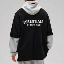 Essentials Fear Of God Back Logo Print Oversized T-Shirt Runs 2 Size Large , Crew Neck Short Sleeve, Unisex Loose Relaxed Fit, Premium Breathable Cotton Blend, Minimalist Streetwear Top, Casual Loungewear & Daily Wear For All Seasons, Ideal For Street Style, Casual Outings & Everyday Use - LIGHT HEATHER GREY - 查看 9