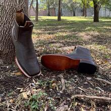 Men High-Top Leather Riding Boots - Chocolate Brown - View 3