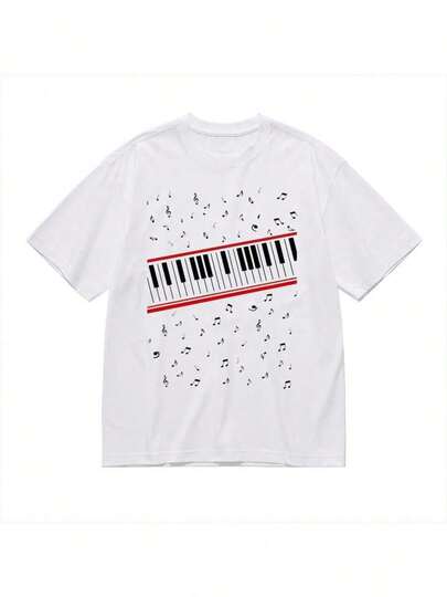 Camiseta de cuello redondo de algodón de alta elasticidad, Piano Beat It Michael J Mtv Video Retro Vintage Hipster Unisex, camiseta diaria versátil y duradera