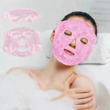 2 piezas Máscara de ojos de tela de peluche con gel, paquete de frío y calor reutilizable, bolsa de hielo con correa ajustable que se adapta a la cara - multicolor - Ver 1