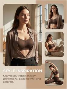 2pcs Plus Size Wireless No Padding Thin Bralette Daily Wear Seamless Comfort Bra(85D-110D) - Multicolor - View 5