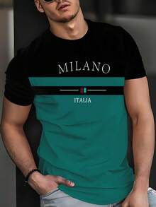 Milan' Stylish Printed Men's Round Neck Short Sleeve T-Shirt, Summer Fashion Tee, 100% Polyester, Lightweight Fabric, Suitable For Summer Wear - Multicolor - View 3