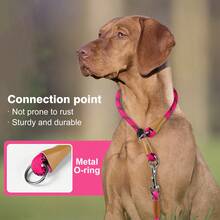 1 pieza Collar de perro reflectante de cuerda para entrenamiento, collar de cuerda redonda trenzada de nailon sin tirones con cierre rápido y tope ajustable para perros medianos y grandes - Rosa Roja - Ver 7