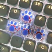 4pcsPersonalized Glue-On Transparent And Translucent Nail Art Featuring Cute Cat Paw Keys, Cartoon Office Cross Shaft Mechanical Keycaps, DIY. - View 17