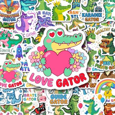 50 Adet Timsah Desenli Vinil Çıkartma, Su Geçirmez Yapışkanlı Etiketler, Su Şişeleri, Dizüstü Bilgisayarlar, Albümler, Günlükler, Kaykaylar, Bavullar, Telefonlar, Defterler, Gitarlar, Kasklar, Termoslar, Planlayıcılar, Takvimler, Zarflar, Hediye Paketleme, Parti Hediyeleri, Kendin Yap El Sanatları Projeleri, Seyahat Aksesuarları, Ofis Malzemeleri, Ev Dekorasyonu, Araba Camları, Tamponlar, Bisiklet Çerçeveleri, Tablet, Albüm Malzemeleri, Kırtasiye, Komik Çıkartmalar, Kindle için Uygundur.