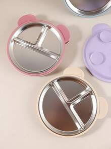 1pc Strong Suction Baby Plate 2-In-1, Detachable 304 Stainless Steel Inner Liner + Heat-Resistant Silicone Outer Shell, Bear-Shaped Non-Slip Toddler Suction Plate - Multicolor - View 6