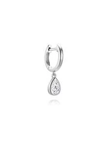 1Pc Teardrop-Shaped Piercing 925 Sterling Silver Moissanite Ear Pendant 18K Gold Plated For Women Daily Wear Party Anniversary Valentine's Day Wedding Bridal Jewelry - Silver - View 8