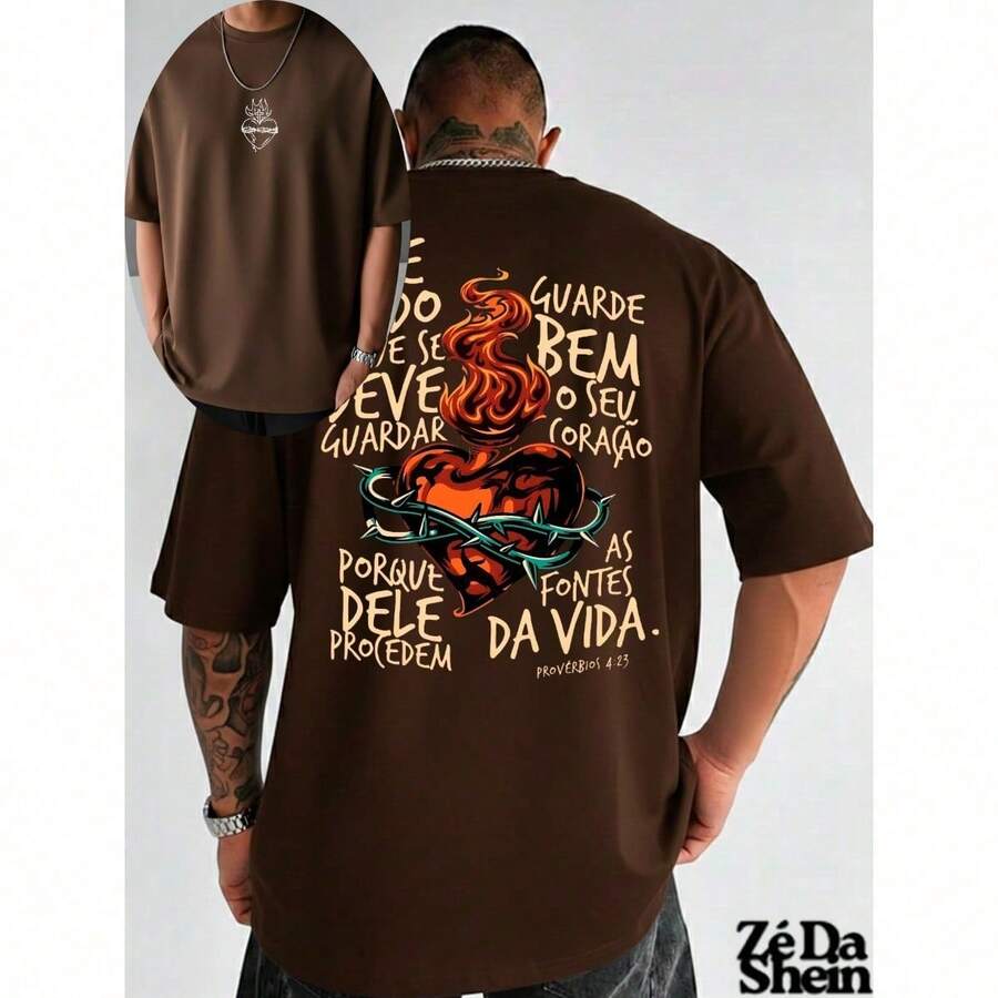 Streetwear Gospel T-Shirt, Religious Church, Prayer, Heart, Flames, Street, Urban Culture, Unisex, 100% Cotton, Top Premium Streetwear, Immediate Shipping, Various Colors!! - Rỉ Nâu - Xem 1