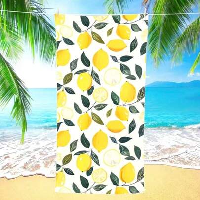 Toalla de playa con estampado de limón - Secado rápido, alta absorbencia de microfibra, adecuada para yoga, gimnasio, viajes, natación, surf y camping - Toalla de playa de microfibra esencial lavable a máquina para exteriores