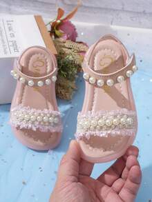 Spring/Summer Fashion Pearl Flower Girls Sandals, Princess Baby Shoes - Pink - View 5