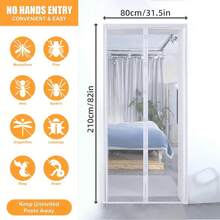 Puerta de pantalla magnética - Diseño sin costuras y autosellante, fuerte protección contra insectos, segura para niños y mascotas, entrada y salida sin manos fácil - Blanco - Ver 18
