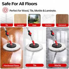 Multi-Colored Spin Mop And Bucket Set With Wringer, Made Ofstainless Steel, 360° Rotating Mop Bucket With Wheels, 3 Or 4microfiber Mop Heads, 38-61 Inch Telescopic Pole, Adjustablehook, Standard Or Upgraded Wheeled Mop Bucket Setavailable. - TB-3 - 查看 5