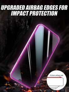 Tempered Glass Screen Protector 2pcs Glow-In-The-Dark Purple Framed High-Definition Tempered Glass Screen Protector, 4K Clear Display, Anti-Scratch, Anti-Fingerprint, Compatible With Apple 11/12/13/14/15 Pro Max/16 Plus/16 Pro/16 Pro Max/16e/17/17 Air/17 Pro/17 Pro Max Spring Gift - Purple - View 3