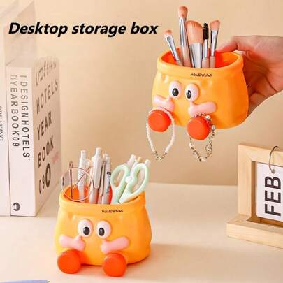A Creative Cartoon Pen Holder, Desktop Storage Ornament, Multi-Functional Office Storage Box, And Cute Birthday Gift.
