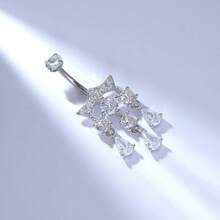 1pc G23 Titanium Fashionable & Delicate Belly Button Ring For Women - Silver - View 1