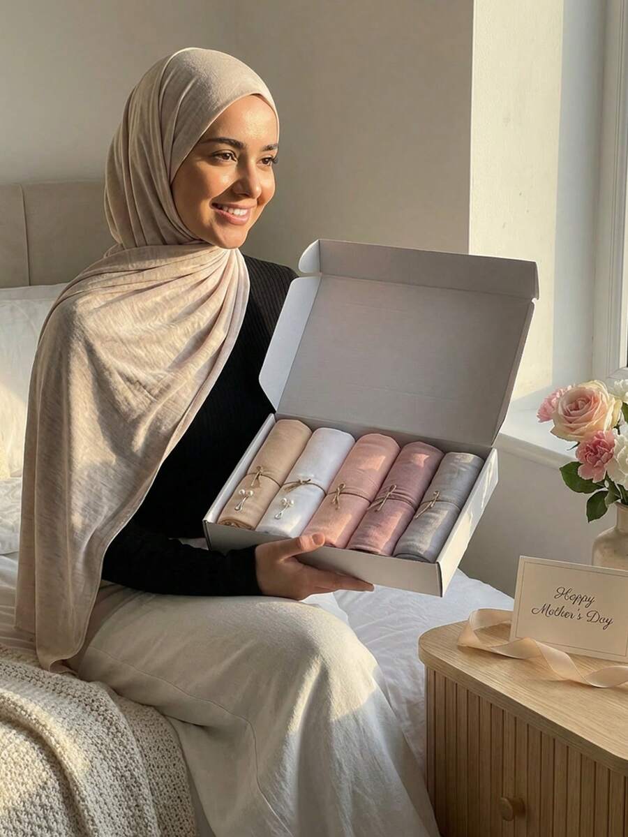 7pcs (5 Headbands + 2 Scarf Clips) Fashion Women Scarf Set, Headband & Scarf Gift Set - Multicolor - View 1