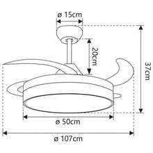 Retractable Fan With 30W DC Motor, 36W Light, Silent DC130 Motor, 6 Speeds, White, Remote Control, 3 Color Temperatures OstarkDom-LEDUNI - 66W-wood - View 8