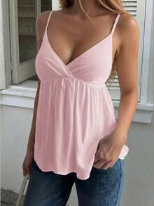 粉色性感休闲街头Y2K风格V领无袖女式背心 夏季 - 粉色 - 查看 8