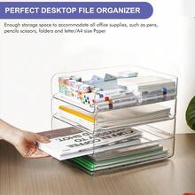 2/4 Packs A4 Size Clear Letter Trays - Stackable Paper Organizer, Desktop Organizer For Office - Desktop Storage Rack Document Organizer For File, Book, Newspaper And Magazine, Storage Compartments - Back To School Supplies - View 6