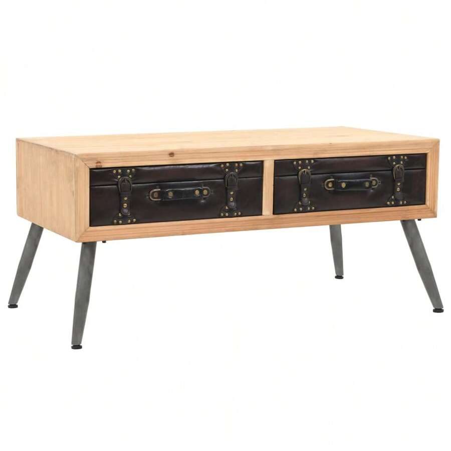 Coffee Table Solid Fir Wood 115x55x50 Cm - Brown - View 1