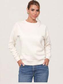 Kit Of 2 Women's Lined Cotton Fleece Sweatshirts, Warm And Casual Lined Winter Jackets - Trắng và Nâu - Xem 3