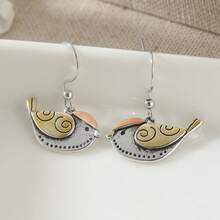 1 Đôi bông tai móc hình chim phong cách Bohemian dành cho nữ - Trang sức lấy cảm hứng từ động vật dễ thương, bông tai hình chim sẻ cổ điển, quà tặng sinh nhật, Valentine, thích hợp đeo hàng ngày và dự tiệc - Kiểu dáng tinh tế chủ đề động vật - Bạc - Xem 4