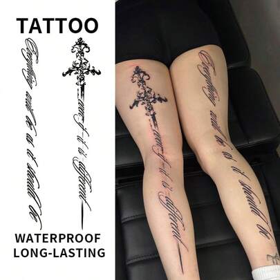 艺术英文文字临时纹身贴纸，“一切都会如你所愿/现在一切都不同了”，草本汁液半永久魔法纹身，7-14天防水不褪色不反光纹身贴纸，适合派对、活动、日常佩戴