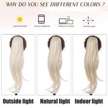 Tóc giả đuôi ngựa dài 18 inch bằng sợi tổng hợp, kiểu tóc thời trang cho nữ, tóc dài buộc cao, màu vàng nhạt, nhiều lớp, hơi xoăn tự nhiên. - Nhiều màu - Xem 4
