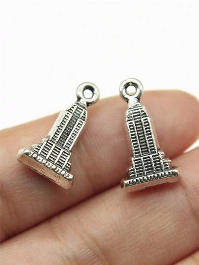10pcs 18x10mm Skyscraper Empire State Building Charms Pendant For DIY Jewelry Making Necklace Keychain Phone Chain Bracelet Making Accessories Handmade Craft Making Findings