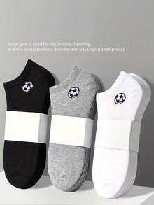 1/6/15/30 pares de calcetines de tobillo para niños/niños con diseño de fútbol en negro, blanco y gris, calcetines deportivos minimalistas, casuales, transpirables y que absorben la humedad, adecuados para deportes, escuela, exteriores, color aleatorio - Multicolor - Ver 1