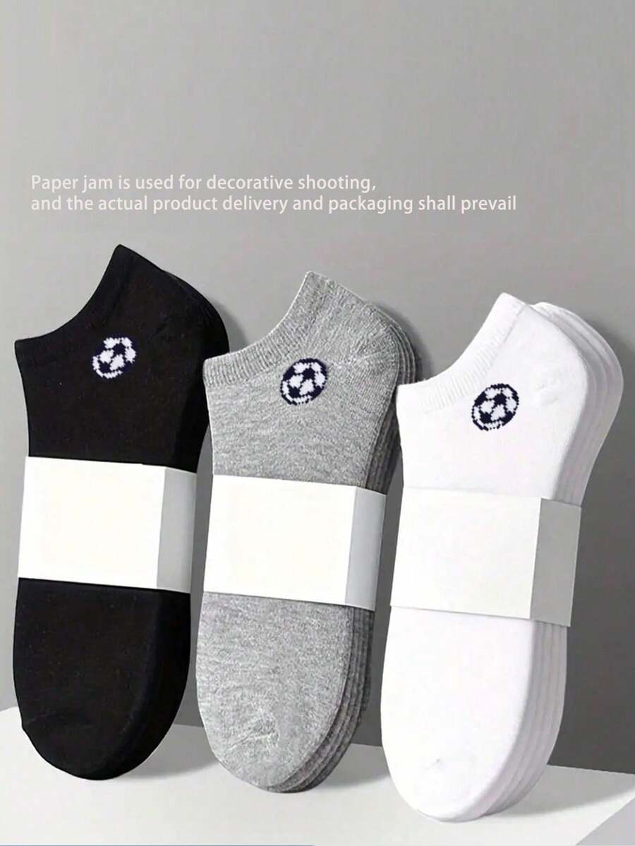 1/6/15/30 pares de calcetines de tobillo para niños/niños con diseño de fútbol en negro, blanco y gris, calcetines deportivos minimalistas, casuales, transpirables y que absorben la humedad, adecuados para deportes, escuela, exteriores, color aleatorio - Multicolor - Ver 1