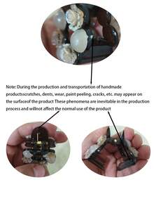 4厘米仿珍珠水钻发夹，优雅花朵设计半圆形发饰，奢华咖啡色半圆形发夹，优雅爪夹，夏季沙滩花朵发爪，度假发夹 - 彩色 - 查看 8