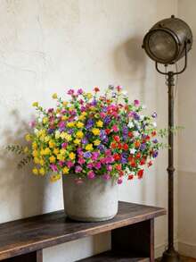 5 piezas de flores artificiales coloridas de primavera para exteriores, flores artificiales resistentes a los rayos UV, plantas artificiales de arbustos adecuadas para porche, maceta, decoración de caja de ventana (colores surtidos) - Multicolor - Ver 8