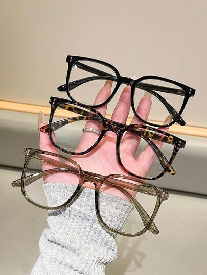 3 Pairs Leopard Print Square Fashion Glasses Suitable For Women And Men, For Computer Reading/Gaming/TV/Phone/Daily Use, Clear Lens Accessories, High Definition Glasses, Suitable For Women