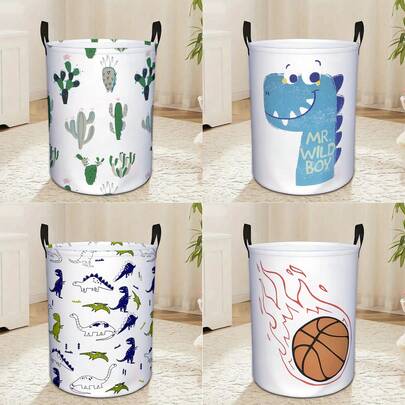 1个仙人掌/蓝色恐龙/小恐龙/篮球造型洗衣篮，可爱儿童收纳篮玩具收纳盒，带提手，适合男孩女孩恐龙主题房间装饰