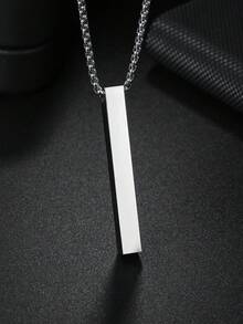 1 pièce Collier pendentif cylindrique géométrique en acier inoxydable pour homme, cadeau pour le petit ami - Multicolore - Voir 3