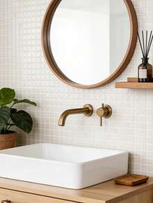 WoStick 10英寸 x 10英寸防水纹理乙烯基DIY壁纸，自粘防溅瓷砖，即撕即贴马赛克瓷砖，适用于家居装饰 - 石紋杏色 - 查看 8