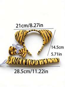 3件套可爱性感老虎头饰、领结、尾巴套装，适用于化妆、角色扮演派对、拍照道具、化装舞会头饰 - 彩色 - 查看 2