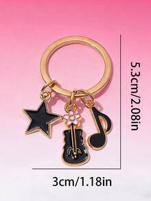 1pc Fashionable Hip-Hop, Music, Guitar, Keyboard, Microphone, Star Keychain, Keychain Pendant, Unique Versatile Bag Pendant, Exquisite School Bag Pendant, Music Lover's Souvenir, Suitable For Friends And Classmates As A Gift - Multicolor - View 3
